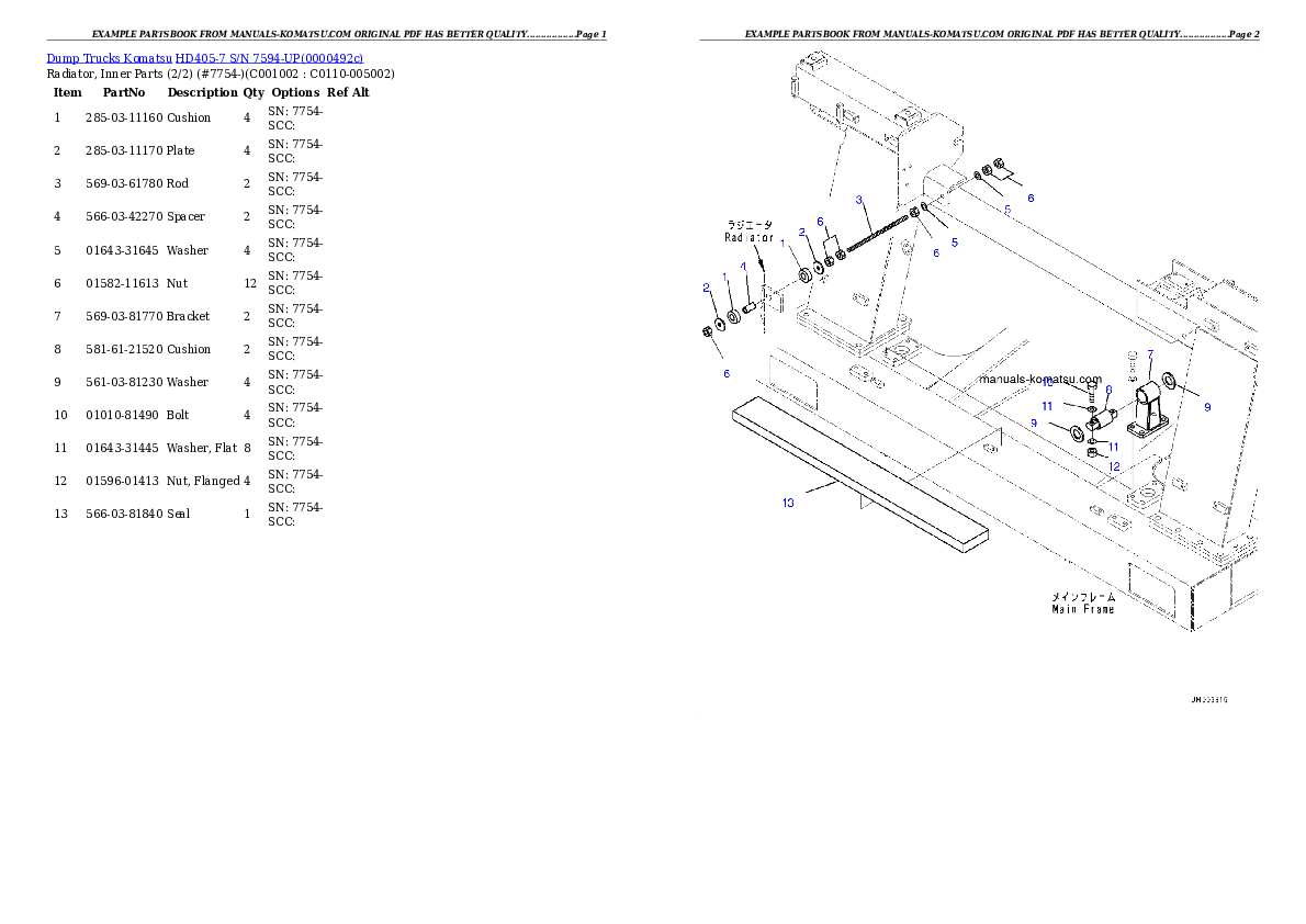 Protected: HD405-7 S/N 7594-UP Partsbook