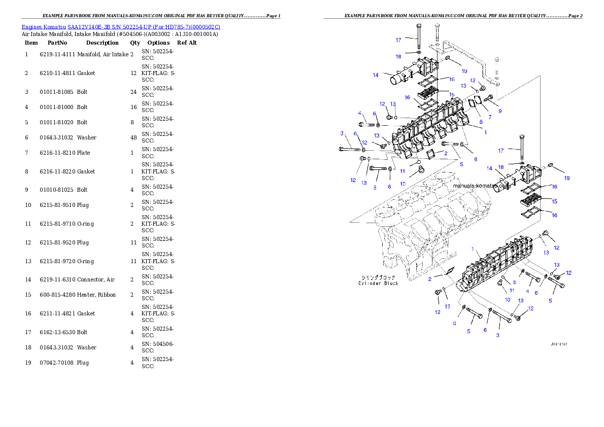 Protected: SAA12V140E-3B S/N 502254-UP (For HD785-7) Partsbook