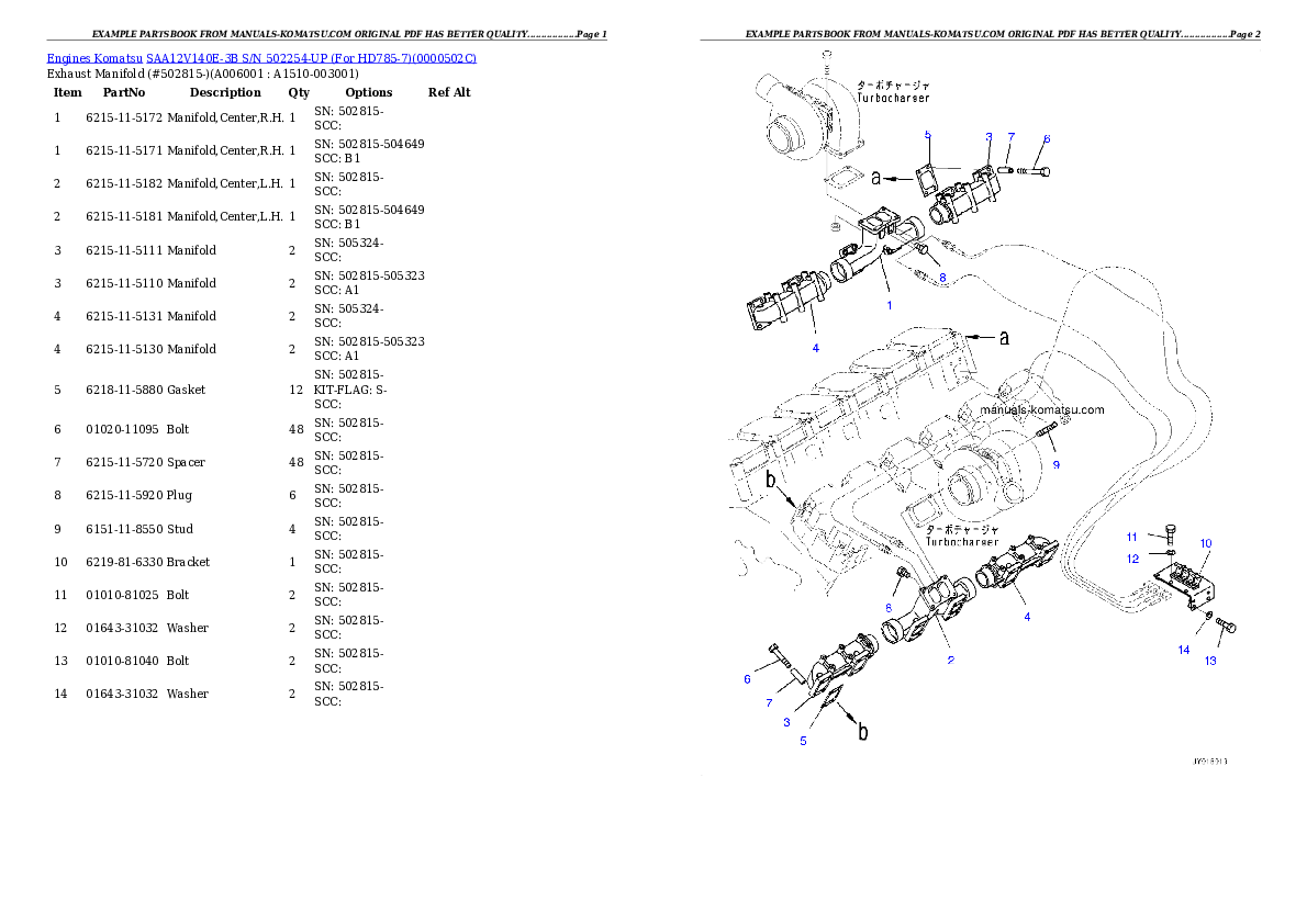 Protected: SAA12V140E-3B S/N 502254-UP (For HD785-7) Partsbook