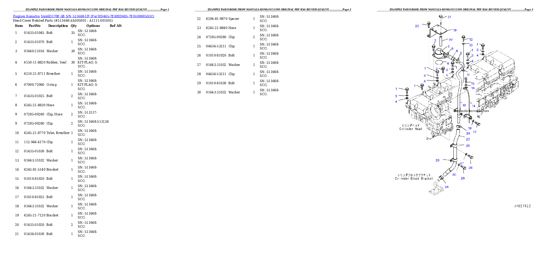 Protected: SAA6D170E-5B S/N 511668-UP (For HD465-7E0/HD605-7E0) Partsbook