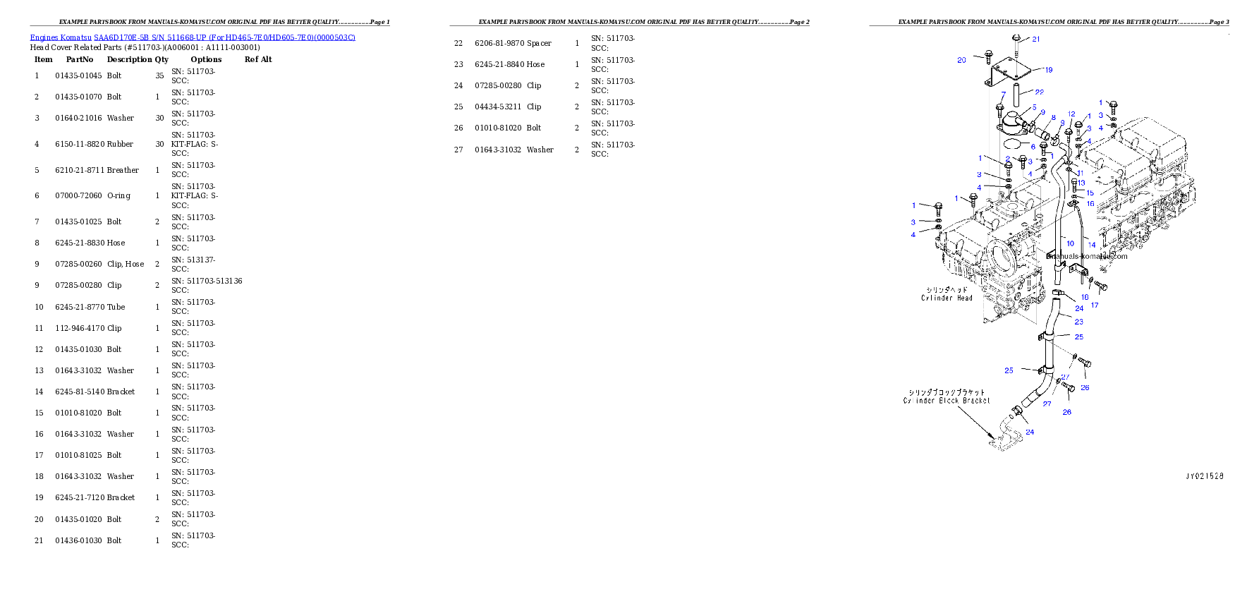 Protected: SAA6D170E-5B S/N 511668-UP (For HD465-7E0/HD605-7E0) Partsbook