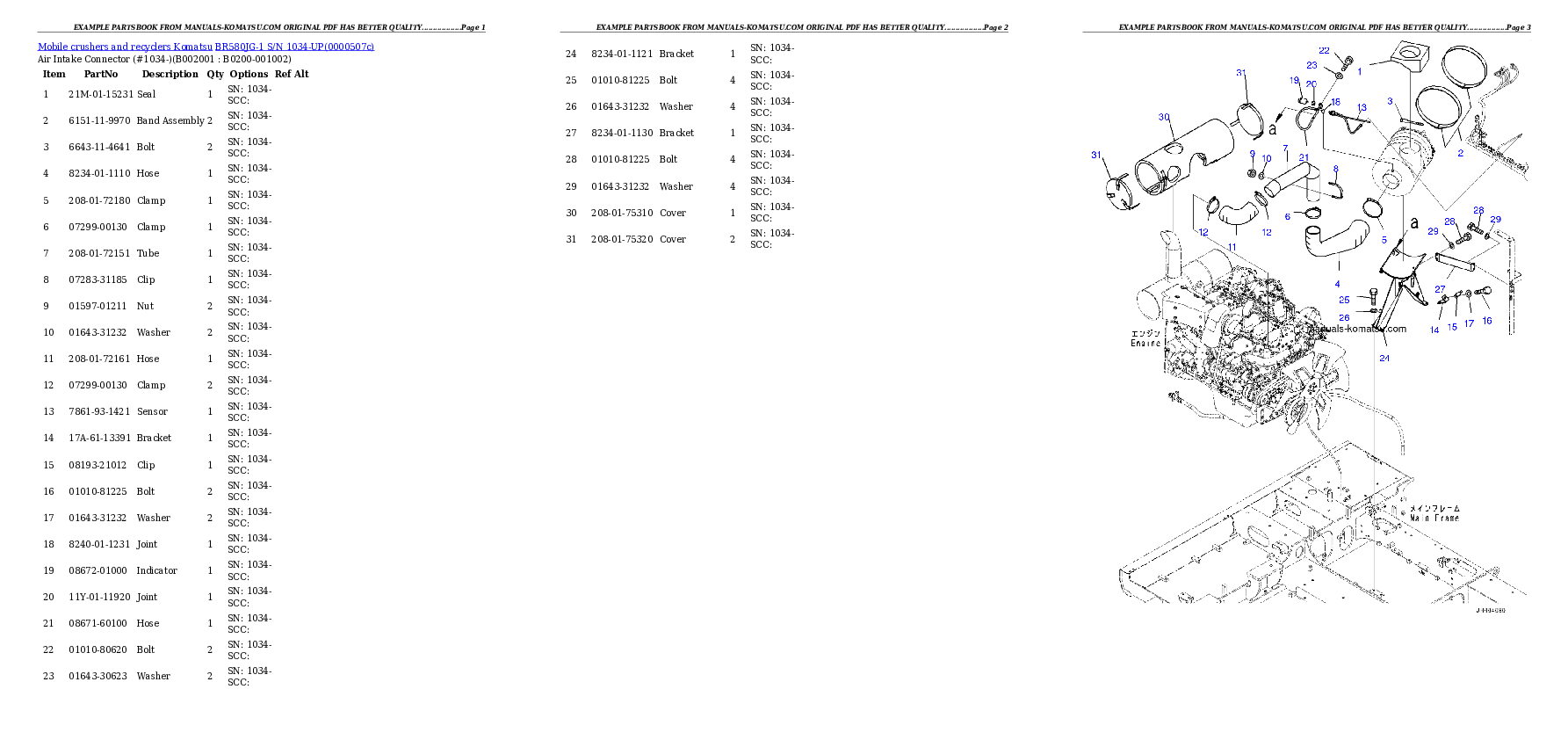 BR580JG-1 S/N 1034-UP Partsbook