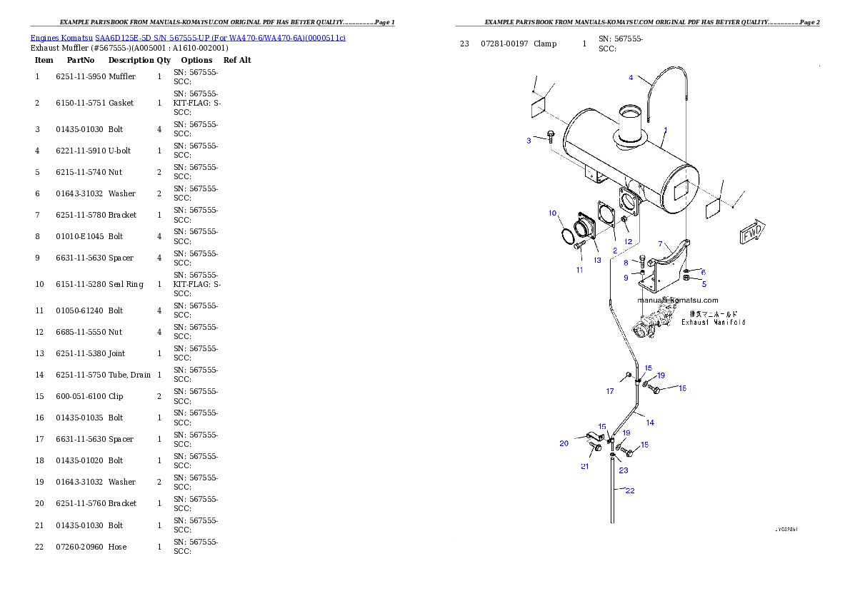 Protected: SAA6D125E-5D S/N 567555-UP (For WA470-6/WA470-6A) Partsbook