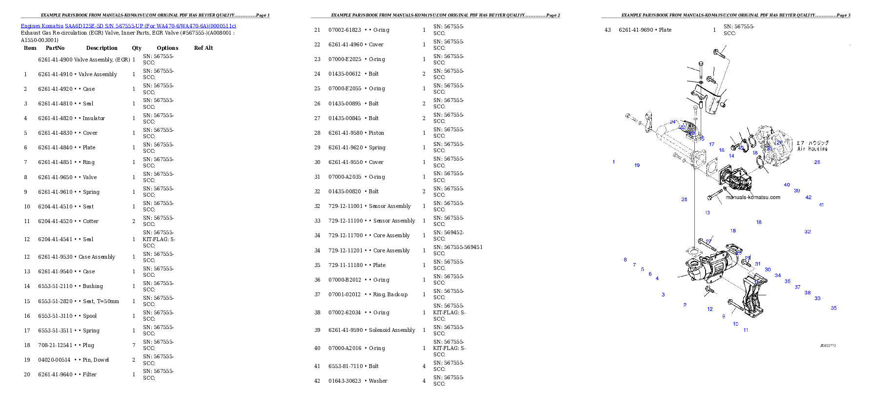 Protected: SAA6D125E-5D S/N 567555-UP (For WA470-6/WA470-6A) Partsbook