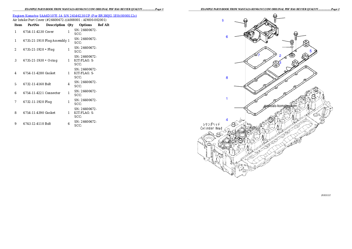 Protected: SAA6D107E-1A S/N 26546230-UP (For BR380JG-1E0) Partsbook