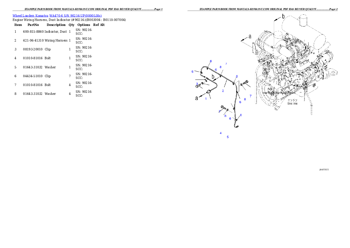 Protected: WA470-6 S/N 90216-UP (For North America) Partsbook