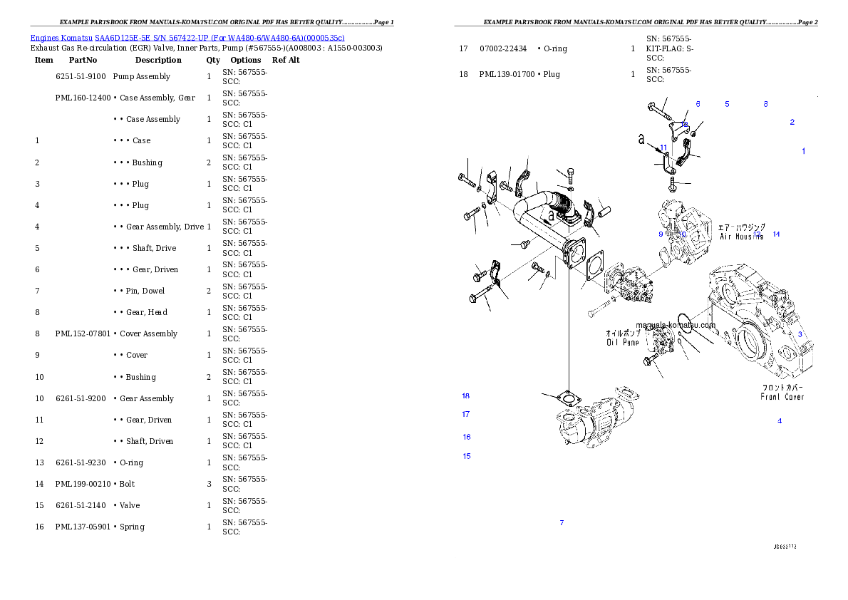 Protected: SAA6D125E-5E S/N 567422-UP (For WA480-6/WA480-6A) Partsbook
