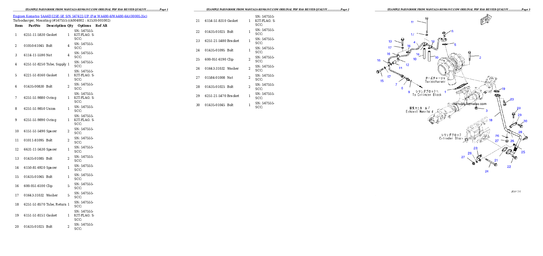 Protected: SAA6D125E-5E S/N 567422-UP (For WA480-6/WA480-6A) Partsbook