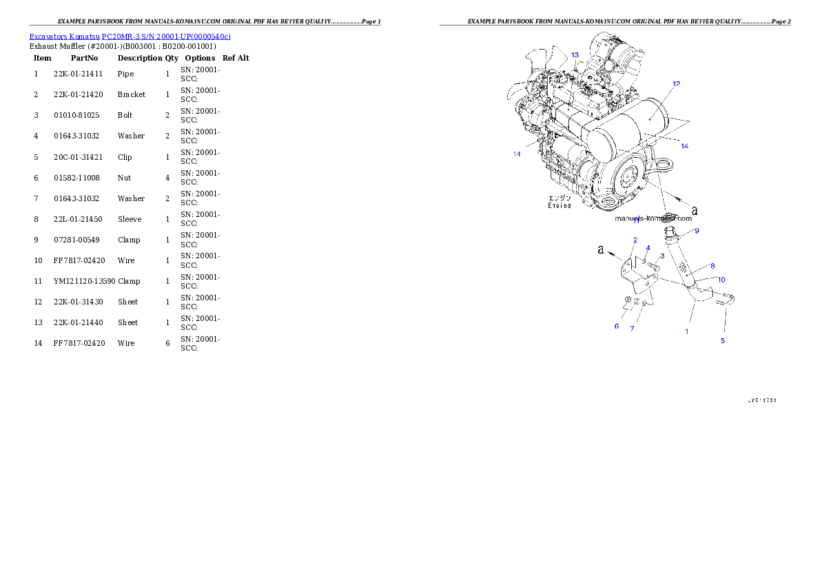 PC20MR-3 S/N 20001-UP Partsbook
