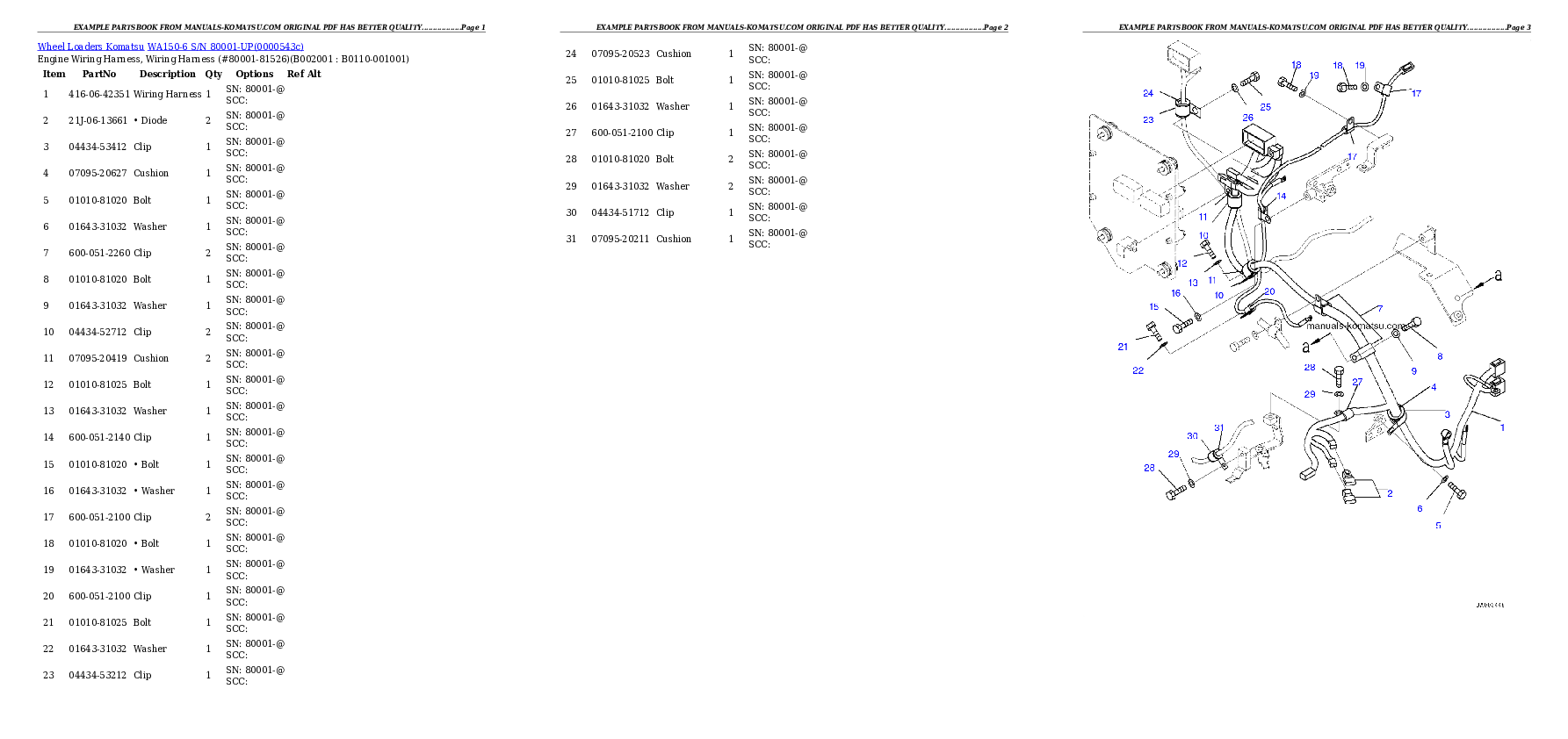 WA150-6 S/N 80001-UP Partsbook