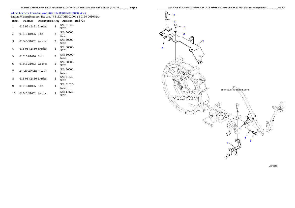 Protected: WA150-6 S/N 80001-UP Partsbook