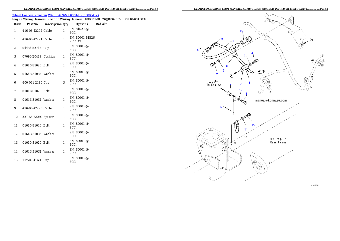 Protected: WA150-6 S/N 80001-UP Partsbook