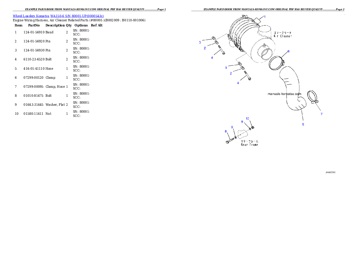Protected: WA150-6 S/N 80001-UP Partsbook