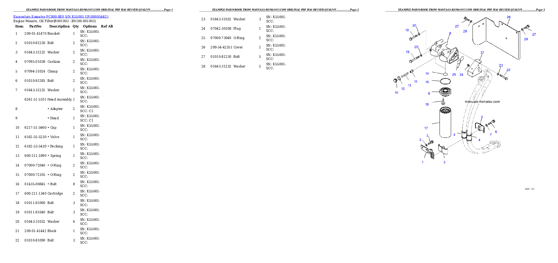 PC800-8E0 S/N K55001-UP Partsbook