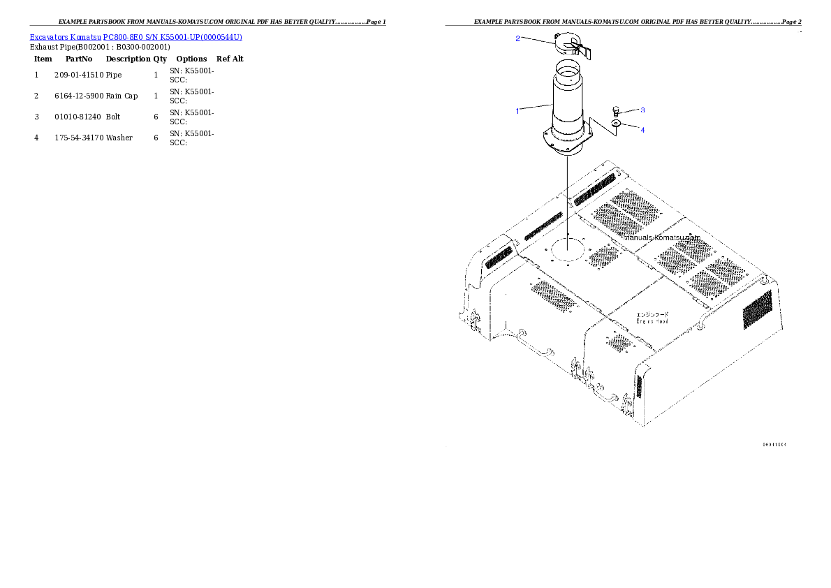 Protected: PC800-8E0 S/N K55001-UP Partsbook