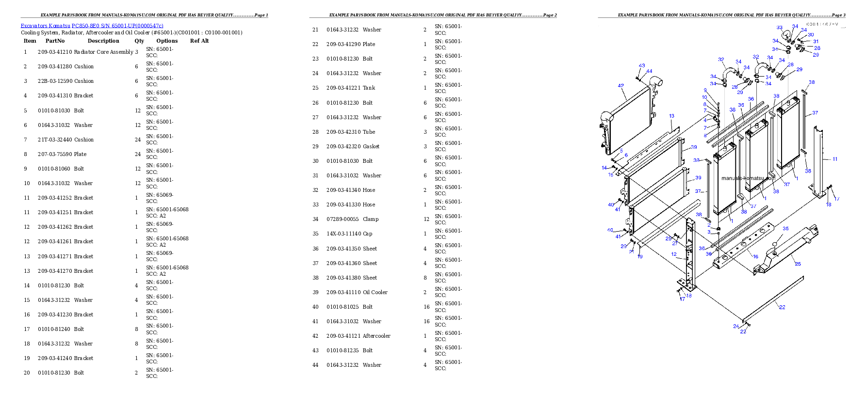 Protected: PC850-8E0 S/N 65001-UP Partsbook