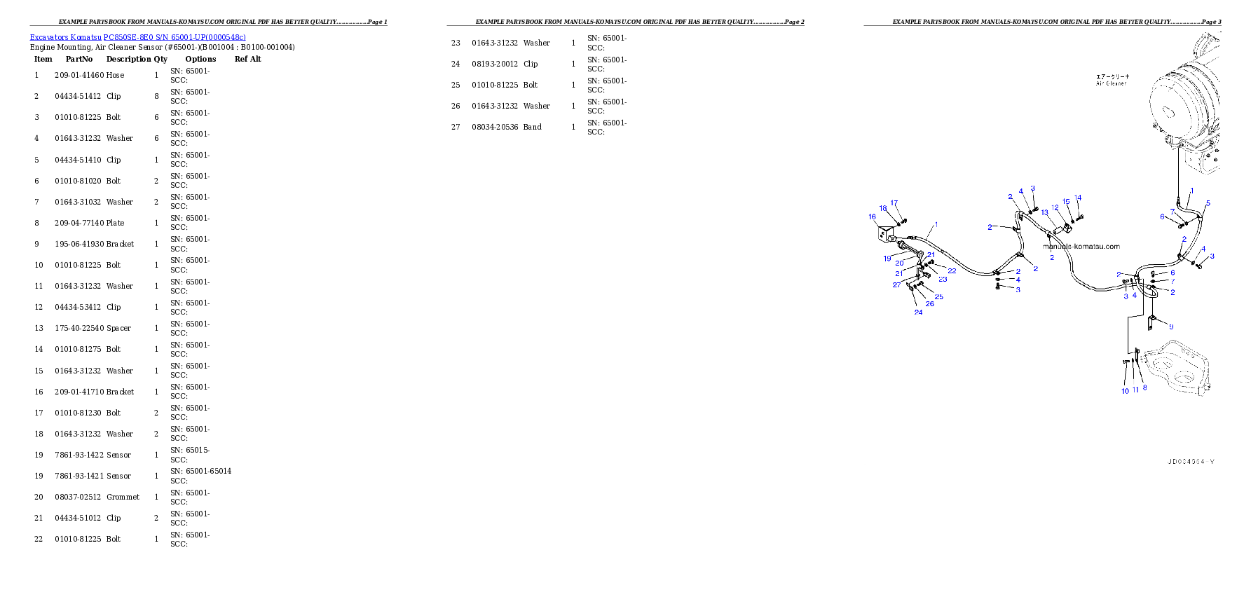 Protected: PC850SE-8E0 S/N 65001-UP Partsbook