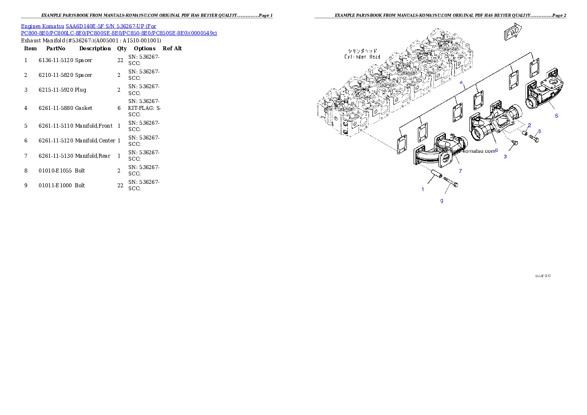 Protected: SAA6D140E-5F S/N 536267-UP (For PC800-8E0/PC800LC-8E0/PC800SE-8E0/PC850-8E0/PC850SE-8E0) Partsbook