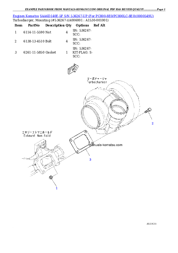 Protected: SAA6D140E-5F S/N 536267-UP (For PC800-8E0/PC800LC-8E0) Partsbook