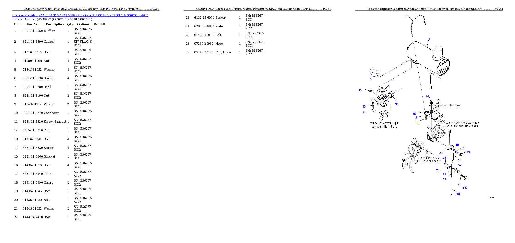 Protected: SAA6D140E-5F S/N 536267-UP (For PC800-8E0/PC800LC-8E0) Partsbook