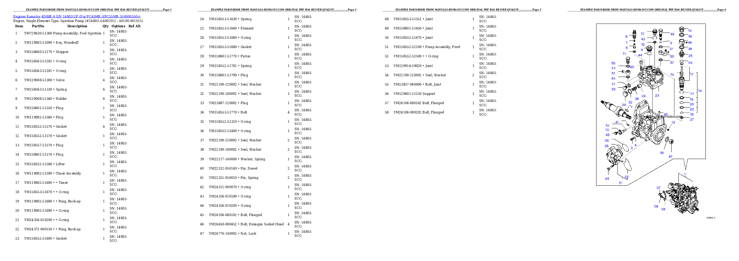 Protected: 4D88E-6 S/N 14803-UP (For PC45MR-3/PC55MR-3) Partsbook