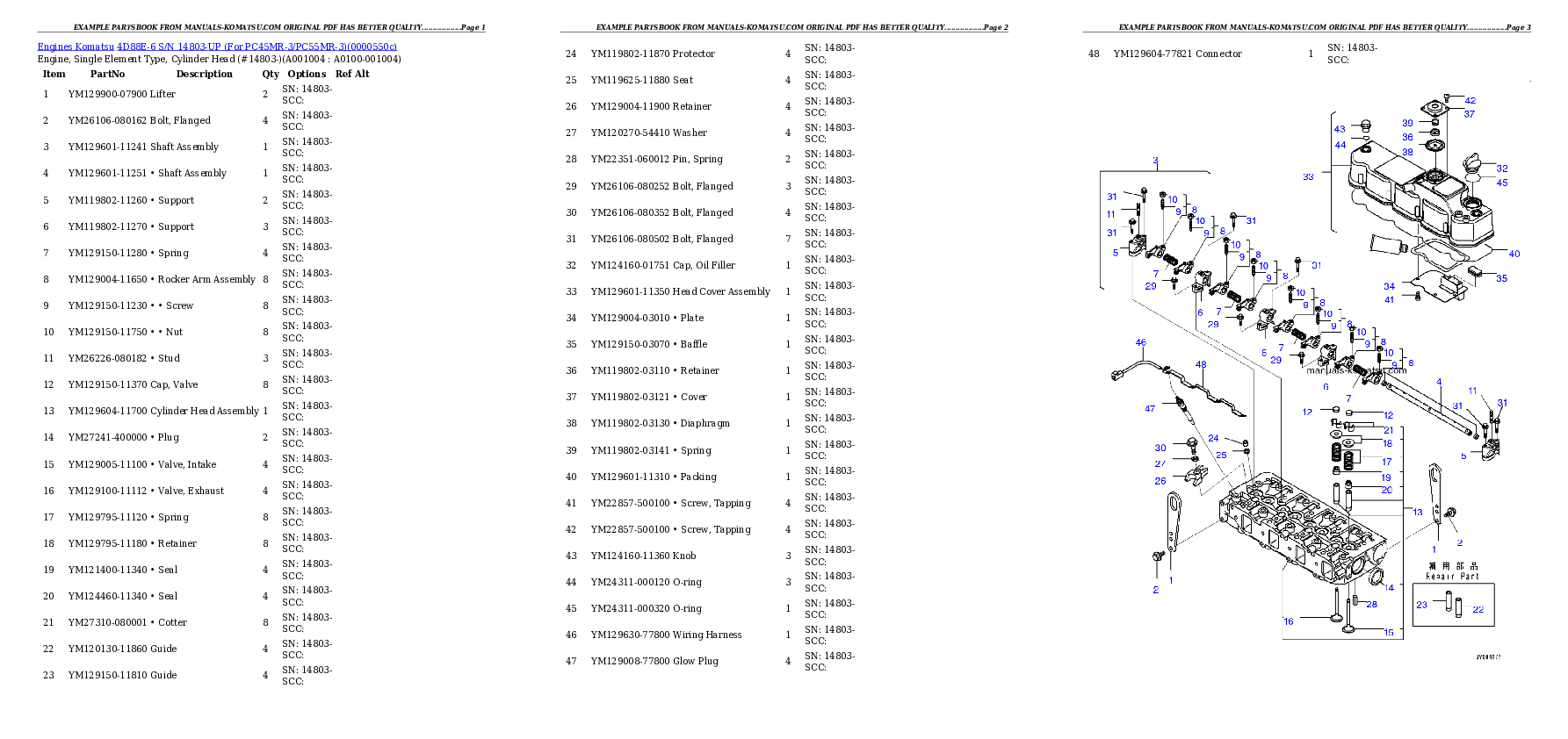 Protected: 4D88E-6 S/N 14803-UP (For PC45MR-3/PC55MR-3) Partsbook