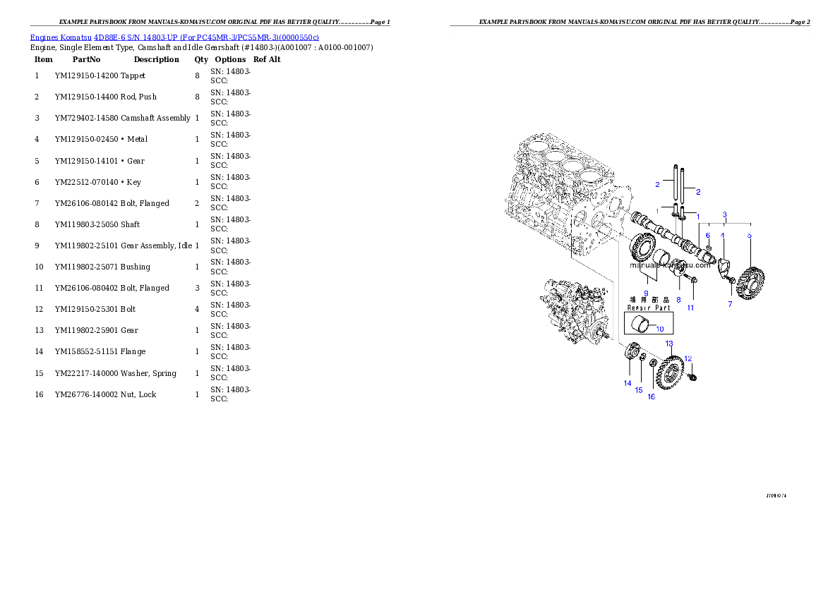Protected: 4D88E-6 S/N 14803-UP (For PC45MR-3/PC55MR-3) Partsbook