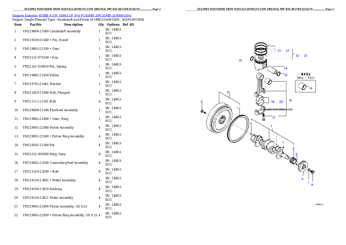 Protected: 4D88E-6 S/N 14803-UP (For PC45MR-3/PC55MR-3) Partsbook