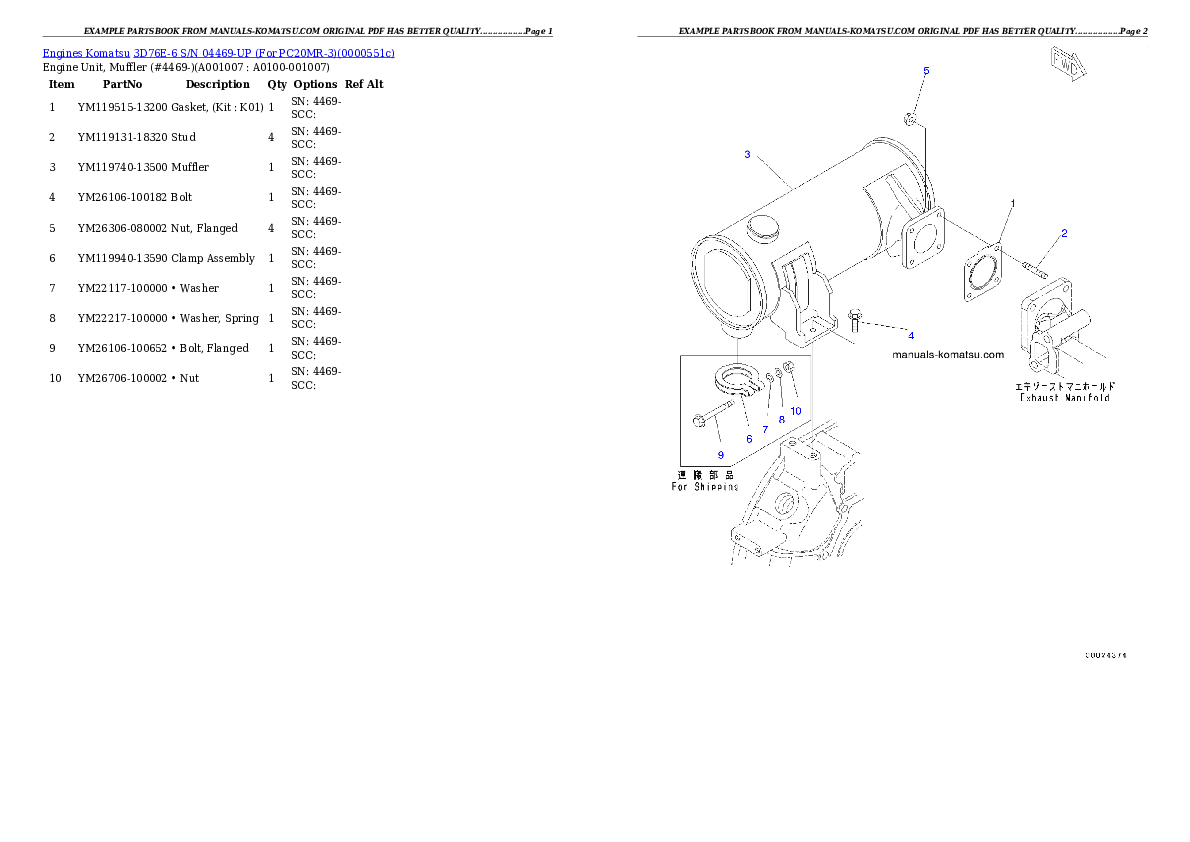 Protected: 3D76E-6 S/N 04469-UP (For PC20MR-3) Partsbook