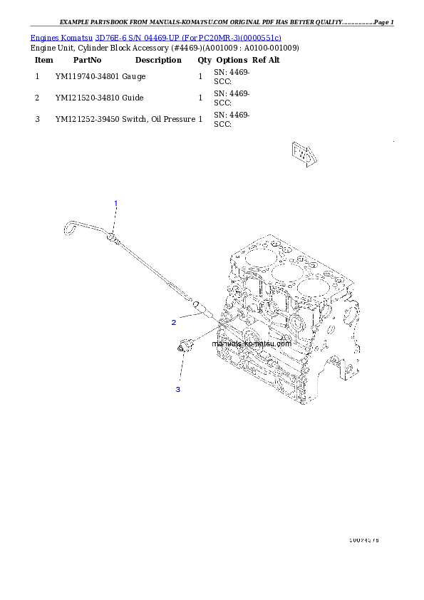 Protected: 3D76E-6 S/N 04469-UP (For PC20MR-3) Partsbook