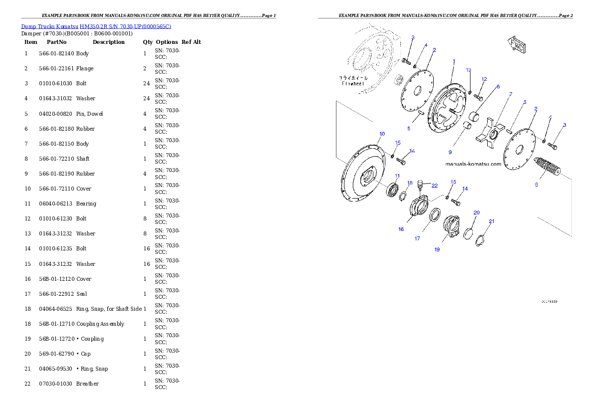 Protected: HM350-2R S/N 7030-UP Partsbook