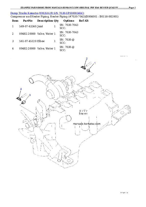 Protected: HM350-2R S/N 7030-UP Partsbook