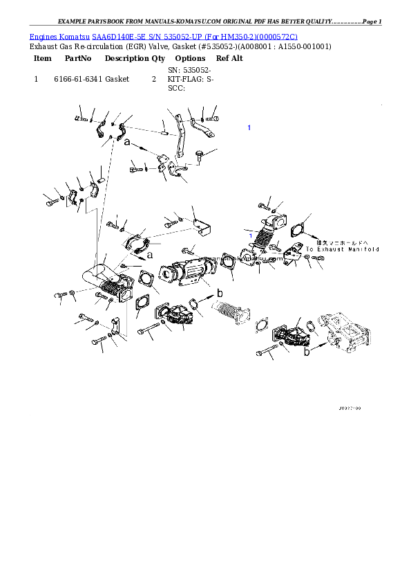Protected: SAA6D140E-5E S/N 535052-UP (For HM350-2) Partsbook