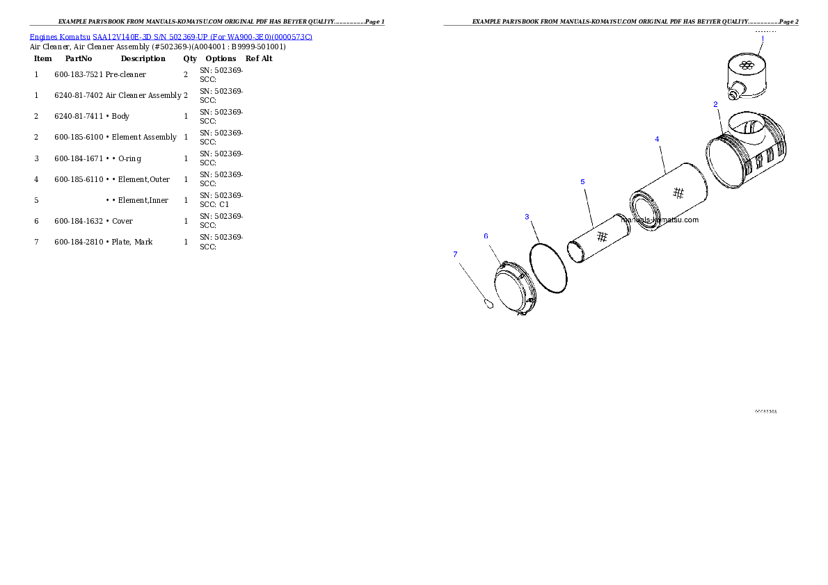 Protected: SAA12V140E-3D S/N 502369-UP (For WA900-3E0) Partsbook
