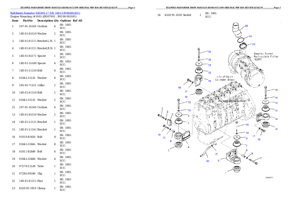 Protected: D65WX-17 S/N 1001-UP Partsbook