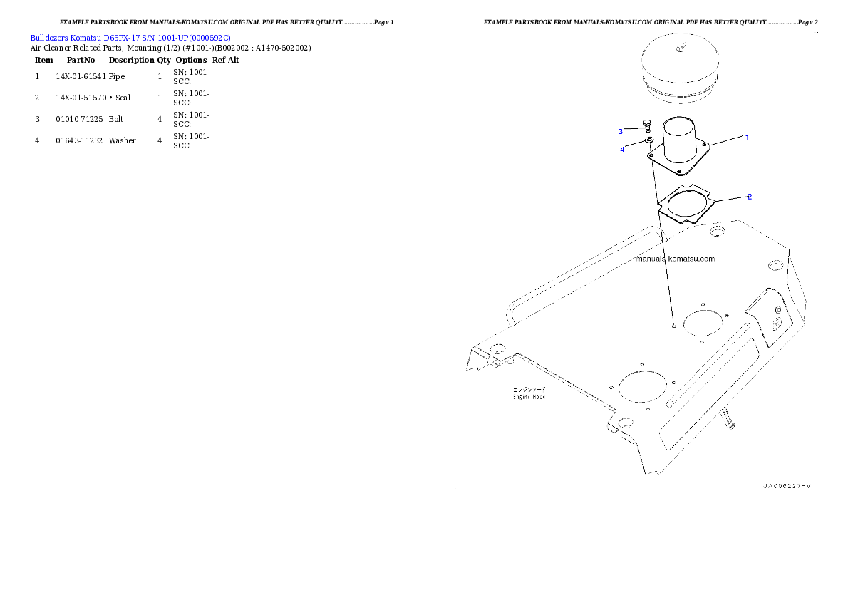 Protected: D65PX-17 S/N 1001-UP Partsbook