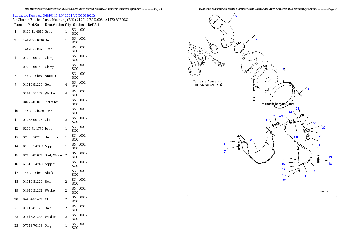 Protected: D65PX-17 S/N 1001-UP Partsbook