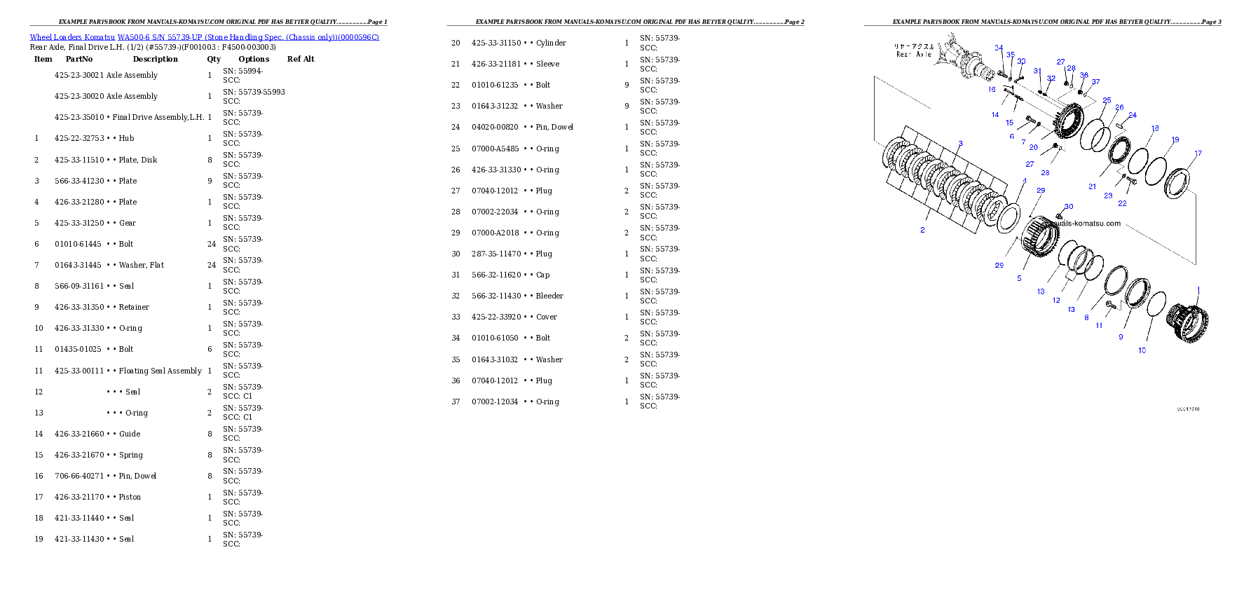 Protected: WA500-6 S/N 55739-UP (Stone Handling Spec. (Chassis only)) Partsbook