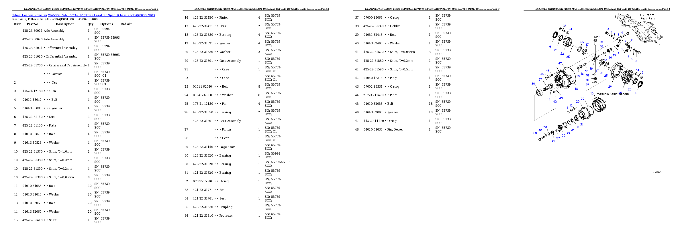 Protected: WA500-6 S/N 55739-UP (Stone Handling Spec. (Chassis only)) Partsbook