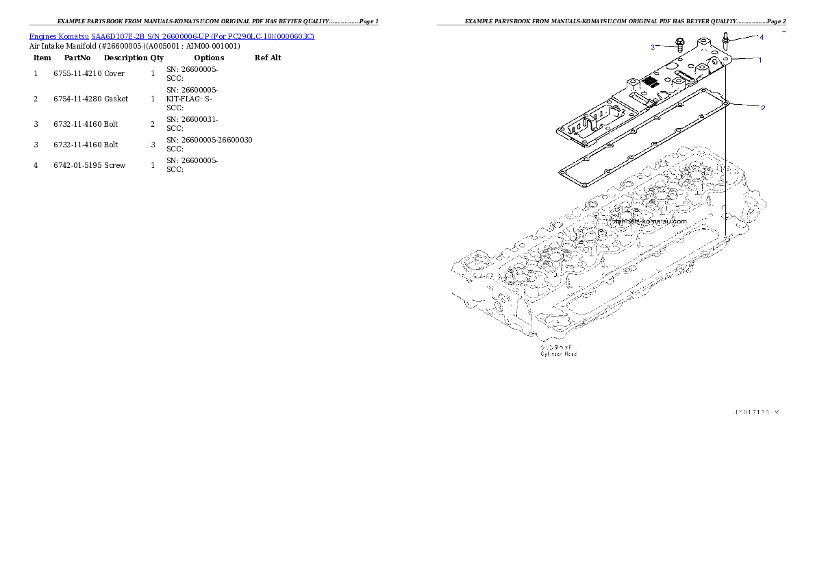 Protected: SAA6D107E-2B S/N 26600006-UP (For PC290LC-10) Partsbook
