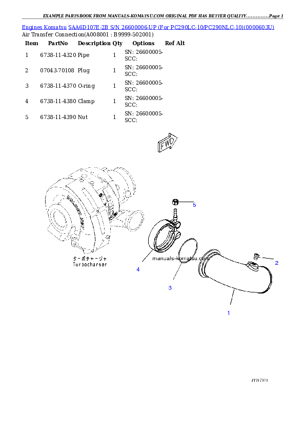 Protected: SAA6D107E-2B S/N 26600006-UP (For PC290LC-10/PC290NLC-10) Partsbook