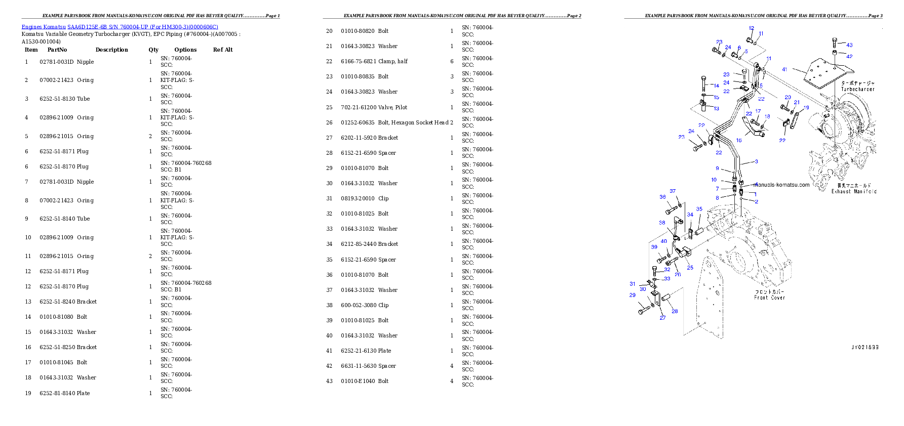 Protected: SAA6D125E-6B S/N 760004-UP (For HM300-3) Partsbook