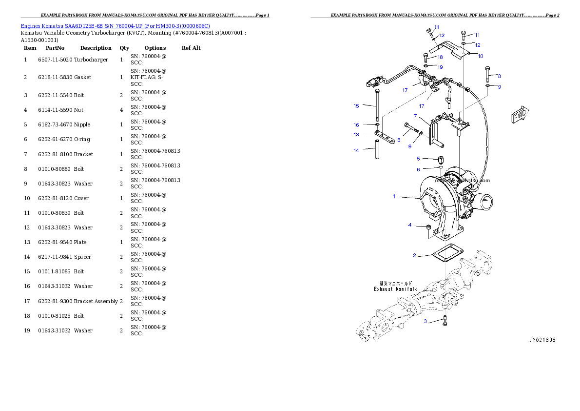 Protected: SAA6D125E-6B S/N 760004-UP (For HM300-3) Partsbook