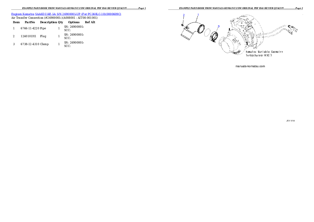 Protected: SAA6D114E-5A S/N 26900005-UP (For PC360LC-10) Partsbook