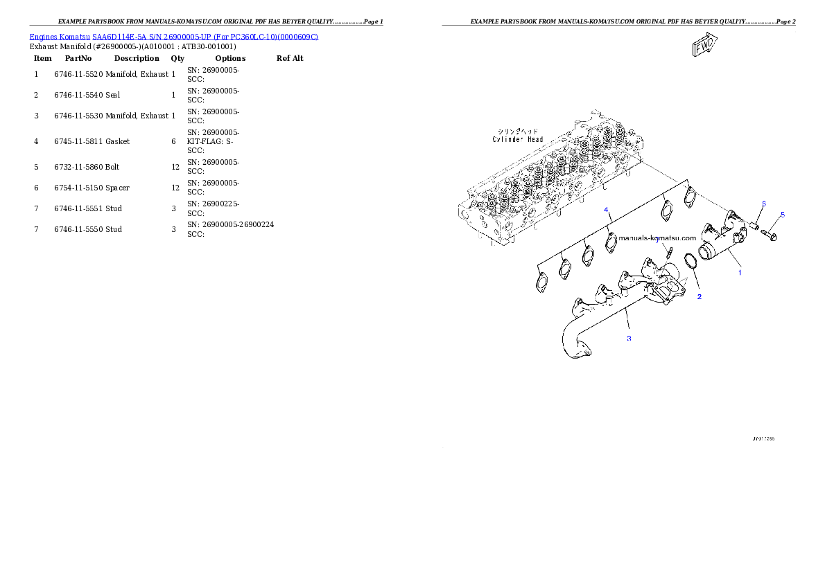 Protected: SAA6D114E-5A S/N 26900005-UP (For PC360LC-10) Partsbook