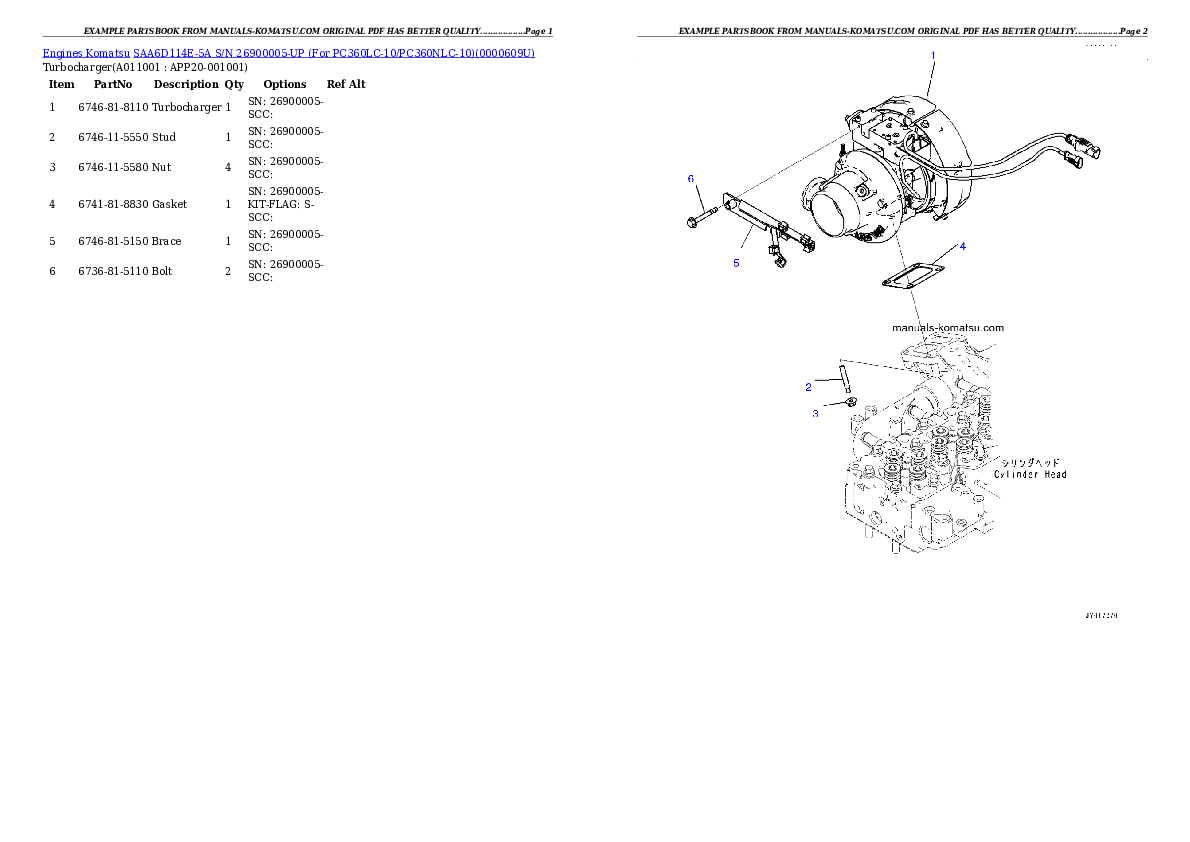 Protected: SAA6D114E-5A S/N 26900005-UP (For PC360LC-10/PC360NLC-10) Partsbook