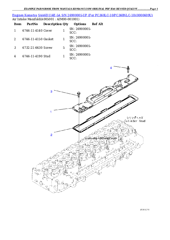 Protected: SAA6D114E-5A S/N 26900005-UP (For PC360LC-10/PC360NLC-10) Partsbook