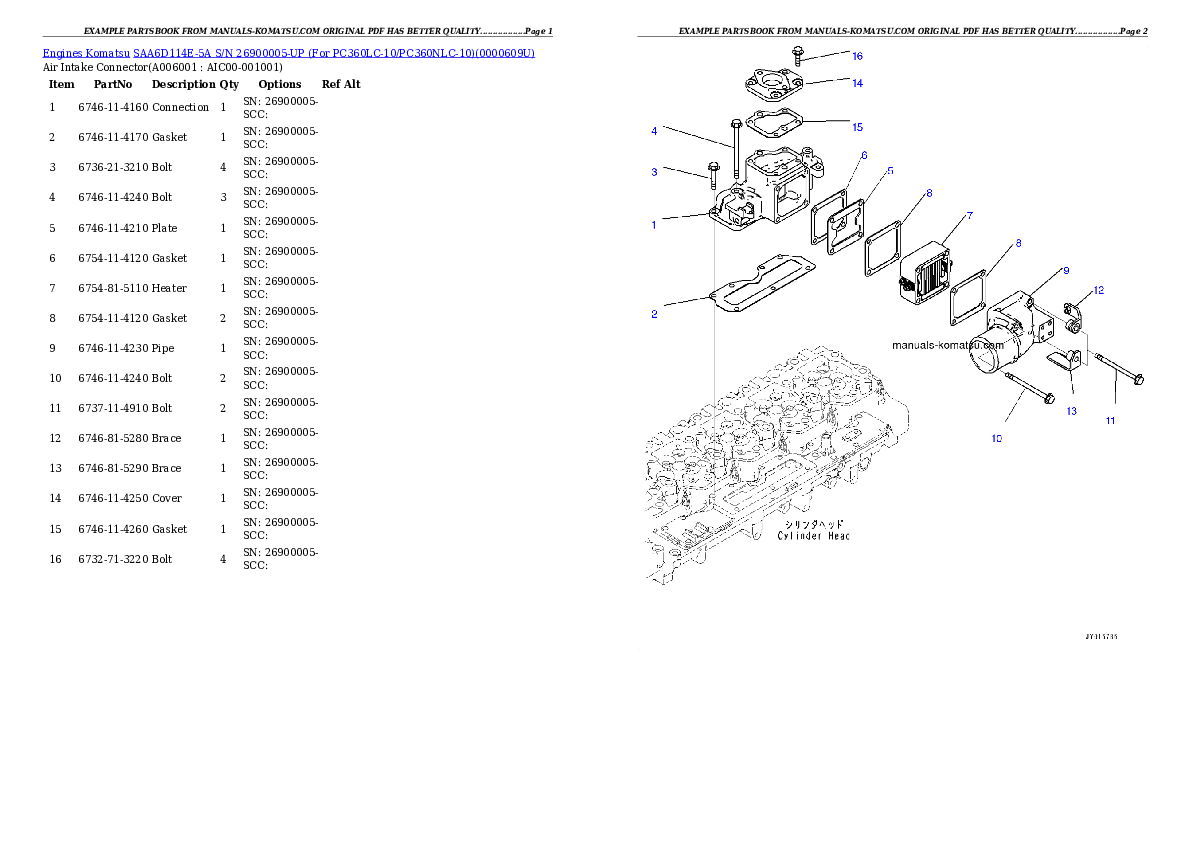 Protected: SAA6D114E-5A S/N 26900005-UP (For PC360LC-10/PC360NLC-10) Partsbook