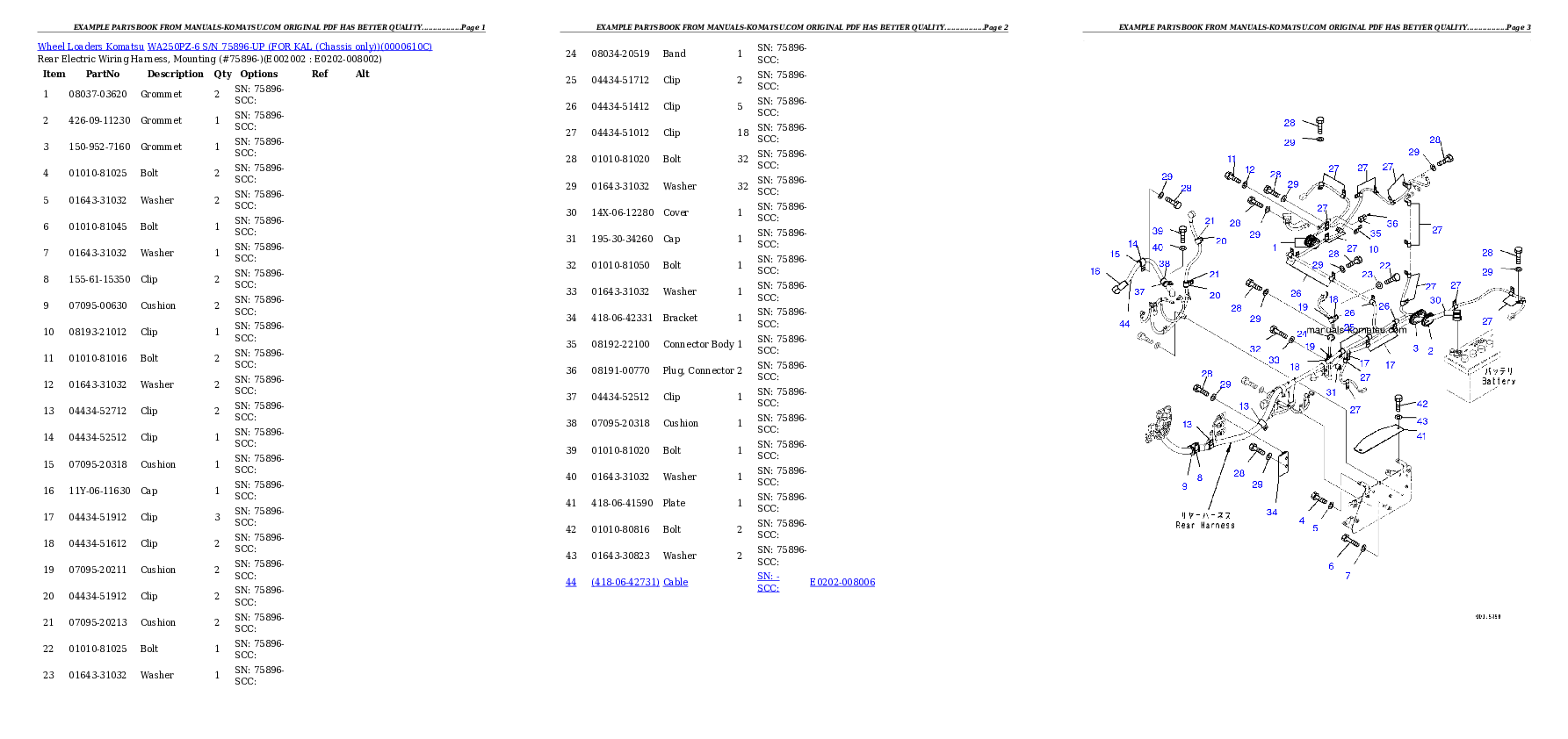 Protected: WA250PZ-6 S/N 75896-UP (FOR KAL (Chassis only)) Partsbook