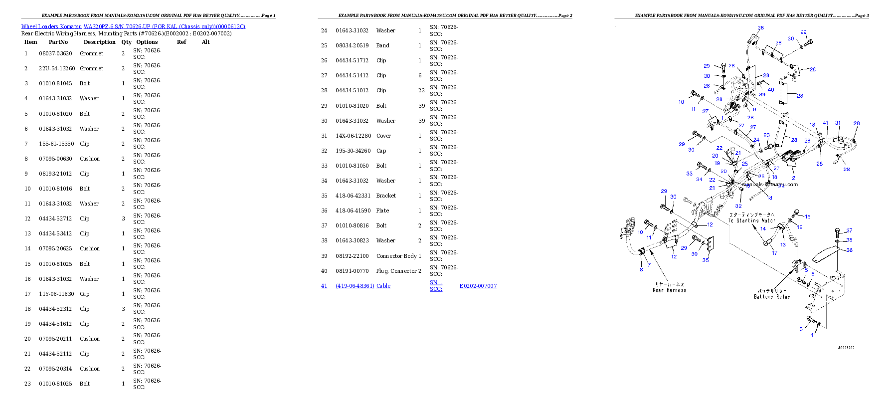 Protected: WA320PZ-6 S/N 70626-UP (FOR KAL (Chassis only)) Partsbook